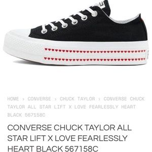 Converse platform chuck taylor all star lift x love fearlessly heart black